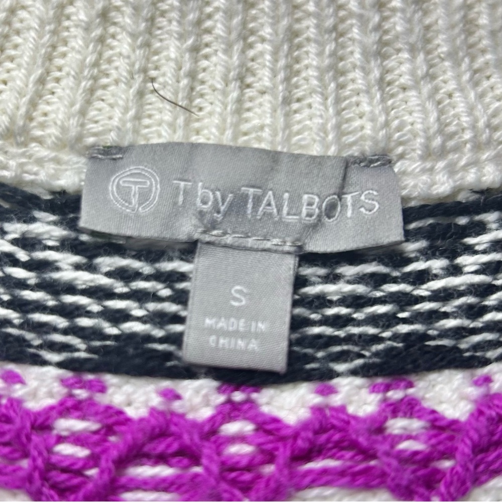 Talbots Thermolite Sweater Jacket Modern Fair Isle Snap Front Cardigan Sz Small - Picture 13 of 16